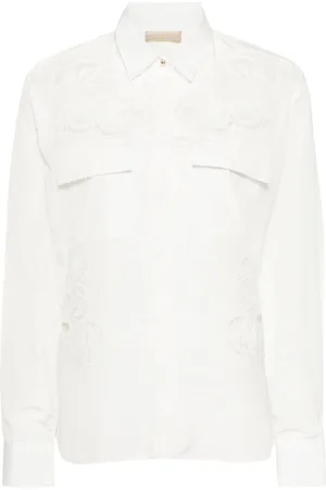 Elie saab Broderet skjorte med udskæringsdetalje