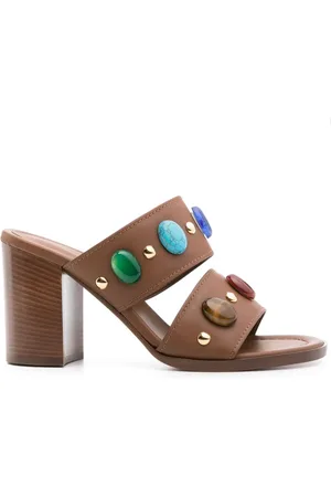Gianvito Rossi 90mm perledekorerede mules i læder