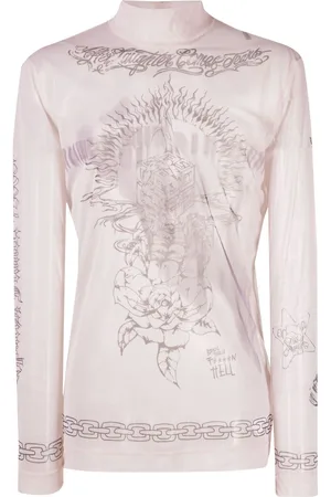 Givenchy T-shirt med høj hals og grafisk tryk