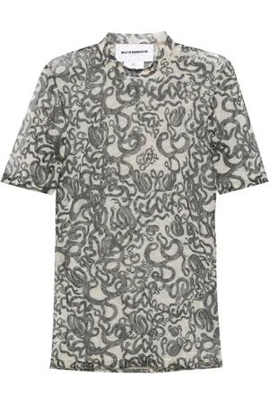 MELITTA BAUMEISTER Halvgennemsigtig T-shirt med slangetryk