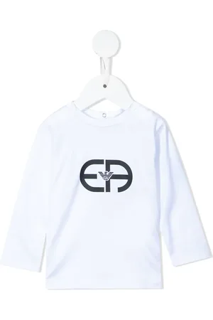 Emporio Armani T-shirt med lange ærmer og logotryk