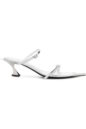 MUGLER Metalliske 50mm mules i læder