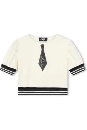 Karl Lagerfeld Top med broderet logo og rund hals