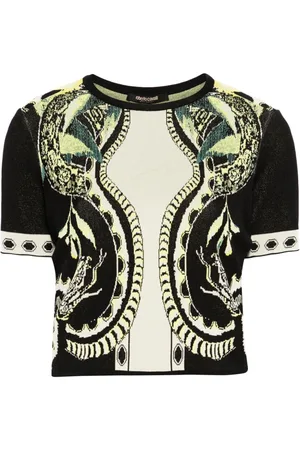 Roberto Cavalli Cropped top i jacquard med citron-tryk