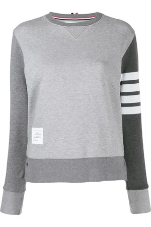 Thom Browne Klassisk gråtonet Fun-Mix sweatshirt med rund hals, strop bagpå, afslappet pasform og 4-Bar-detalje