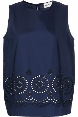 P.A.R.O.S.H. ærmeløs bluse med broderie-anglaise