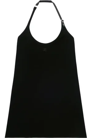 Courrèges Kort kjole med halterneck og logomærke