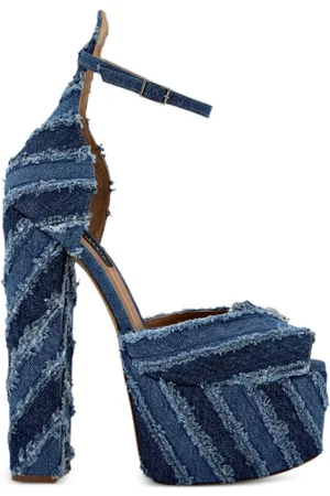 Philipp Plein 120 mm plateausandaler i blandet denim