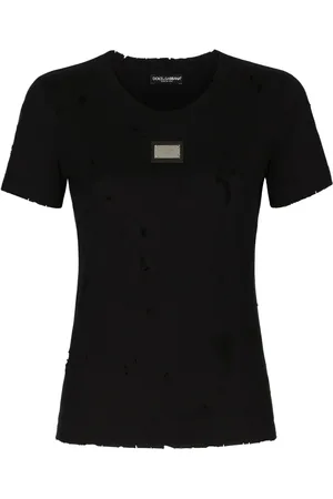 Dolce & Gabbana T-shirt med logotryk og slitageeffekt