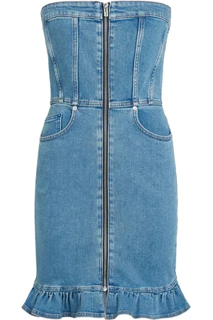 Karl Lagerfeld Bandeau-kjole i denim med flæsekant