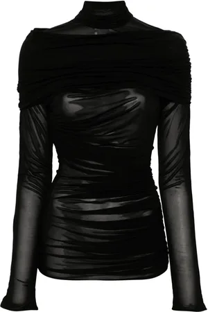 MUGLER Top med ruche-detalje