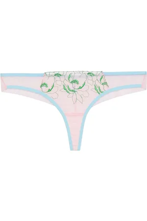 Dora Larsen Lavtaljet g-streng med blomstret broderi