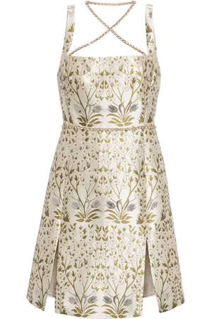 Giambattista Valli Kort krystaludsmykket skjortekjole i blomsterjacquard