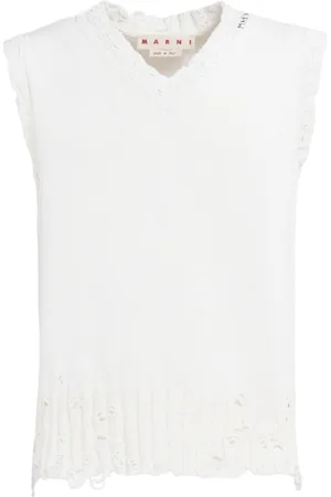 Marni ærmeløs sweater med slitageeffekt