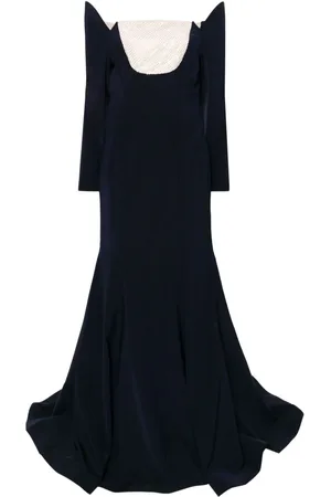 Bazza Alzouman Fishtail-kjole i satin med off-shoulder-snit