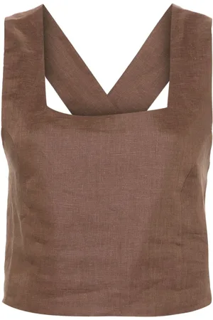 ASCENO Cropped Cozumel top i hør