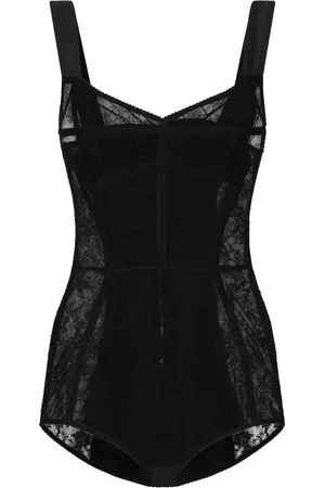 Dolce & Gabbana Bodysuit med sweetheart-hals og blondedetalje