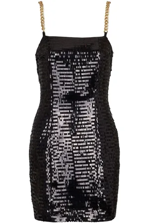Balmain Kort kjole med pailletter og kæde