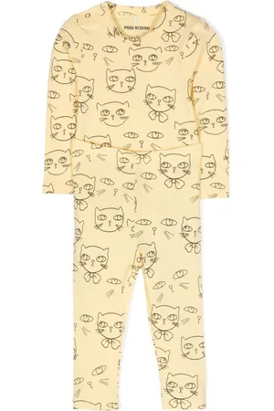 Mini Rodini Bodystocking-sæt med kattetryk (todelt)