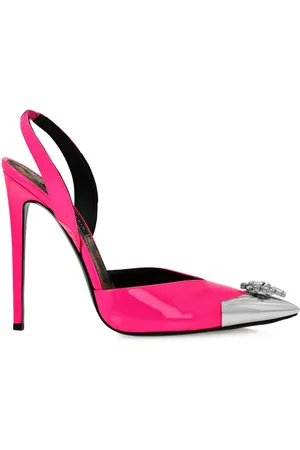 Philipp Plein Slingback-pumps i lakeret læder med diamantbroche