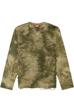 Diesel T-Cranet-LS tekstureret T-shirt med batiktryk