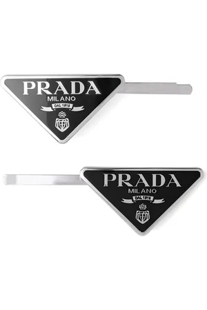 Prada Hårspænde med trekantet logo (sæt med to)