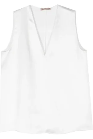 BLANCA Tanktop i satin med V-hals