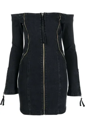 BLUMARINE Denimkjole i denim med off-shoulder-snit