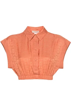 Twin-Set Cropped skjorte i jacquard med logo