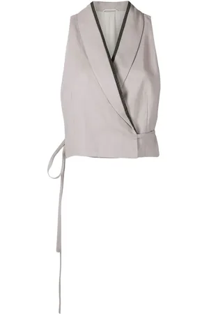Brunello Cucinelli Cropped vestjakke i hørsilke