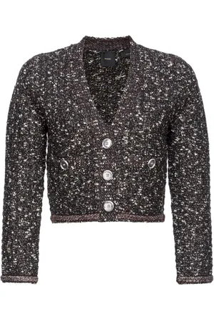 Pinko Cropped bouclé-jakke med V-hals