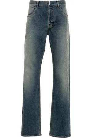 Givenchy Jeans med slitageeffekt, logoplade og lige ben