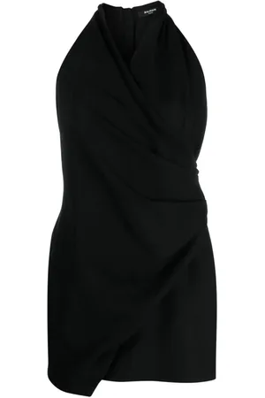 Balmain Kort kjole med halterneck og draperinger