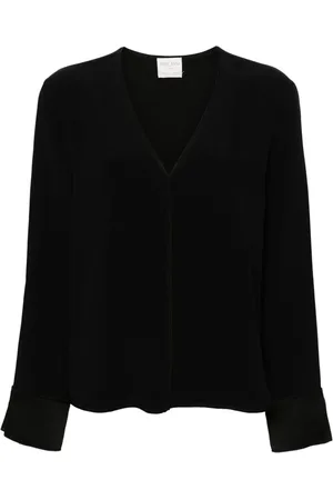FORTE FORTE Bluse i silke-crepe med V-hals