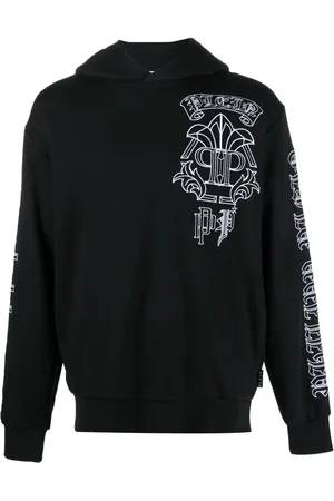 Philipp Plein Hættetrøje med broderet logo og dødningehovedtryk