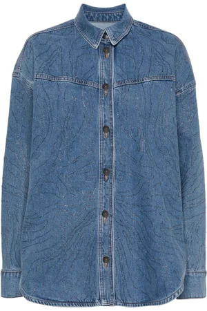ROTATE Denimskjorte med krystaludsmykninger