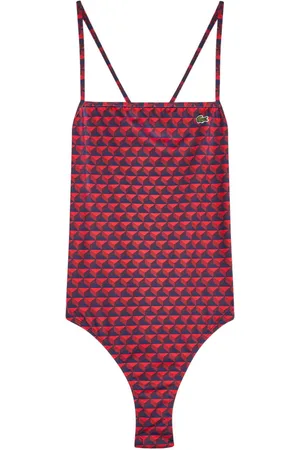 Lacoste Badedragt med geometrisk tryk og krydset detalje