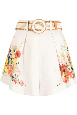 ZIMMERMANN Alight Tuck shorts i hør med blomstret mønster