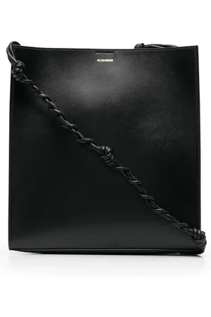 Jil Sander Skuldertaske i læder med logotryk