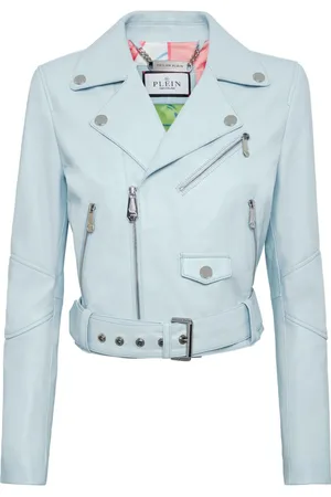 Philipp Plein Cropped bikerjakke i læder