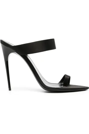 Saint Laurent 110mm mules i silke med dobbelt rem