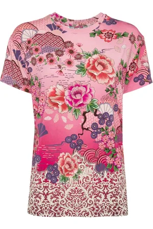 JOHNNY WAS Blomstret T-shirt med korte ærmer