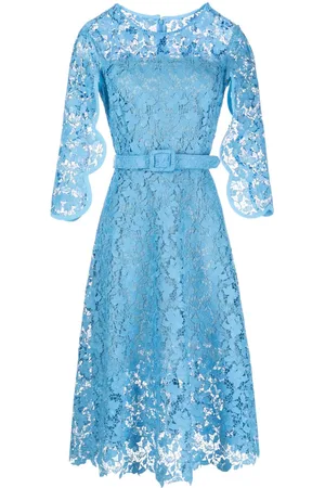 Oscar de la Renta Midi-kjole med blondeblomster