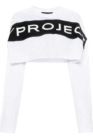 Y / PROJECT Cropped T-shirt med logo-applikation