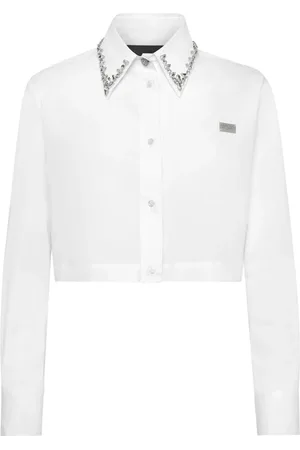 Philipp Plein Cropped skjorte med krystaludsmykning