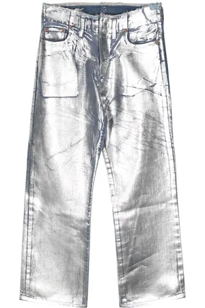 DOUBLET Silver jeans med folie-effekt