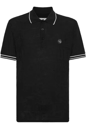Philipp Plein Polo med logo-applikatiæon