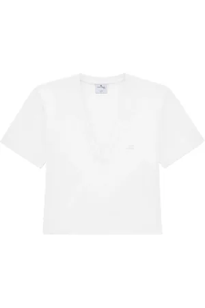 Courrèges T-shirt med logoapplikation