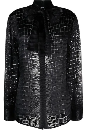 VERSACE Bluse med tørklædedetalje og krokodilleeffekt