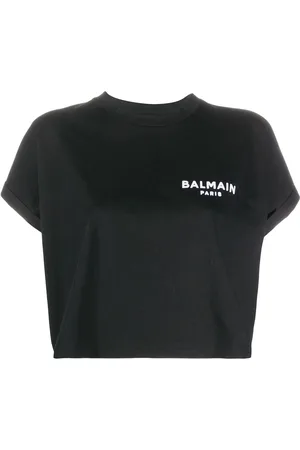 Balmain Cropped T-shirt med broderet logo